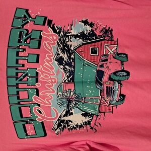 Benny & Belle Jeep Pink Long Sleeve  Country Christmas Shirt.  Size Large.